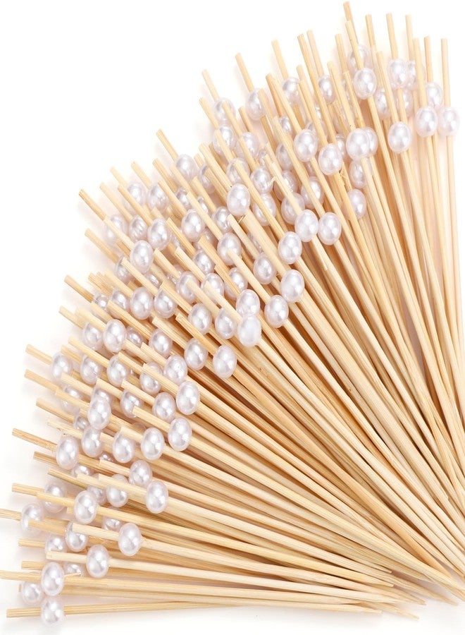 Reallnaive 600 Pcs Cocktail Picks Fancy Toothpicks for Appetizers 4.7 Inch White Pearl Cocktail Skewers for Drink Bamboo Flavored Stick Charcuterie Fruit Food Accessories Birthday Wedding Party Decor - Image 1